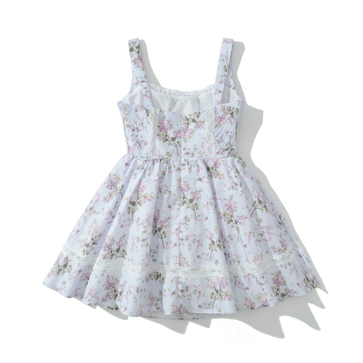 Waist collection printed patchwork lace short dress for women