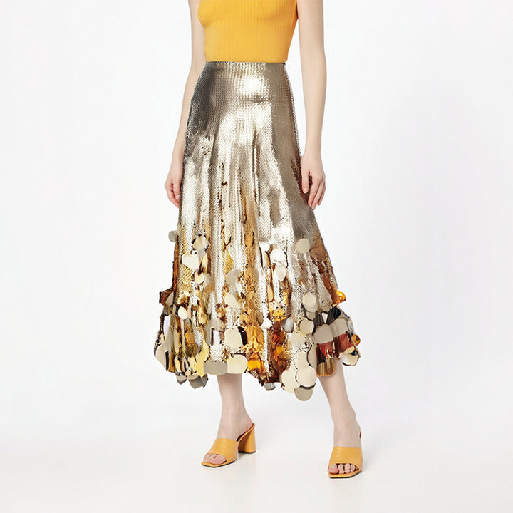 Fashionable half skirt with big sequins