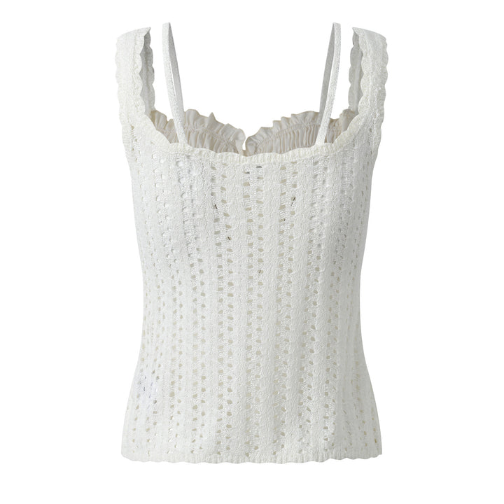 Lace patchwork slim fit camisole top