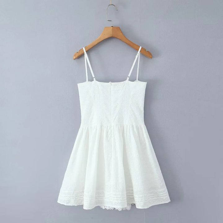 Flower Embroidered Strap Dress for Women