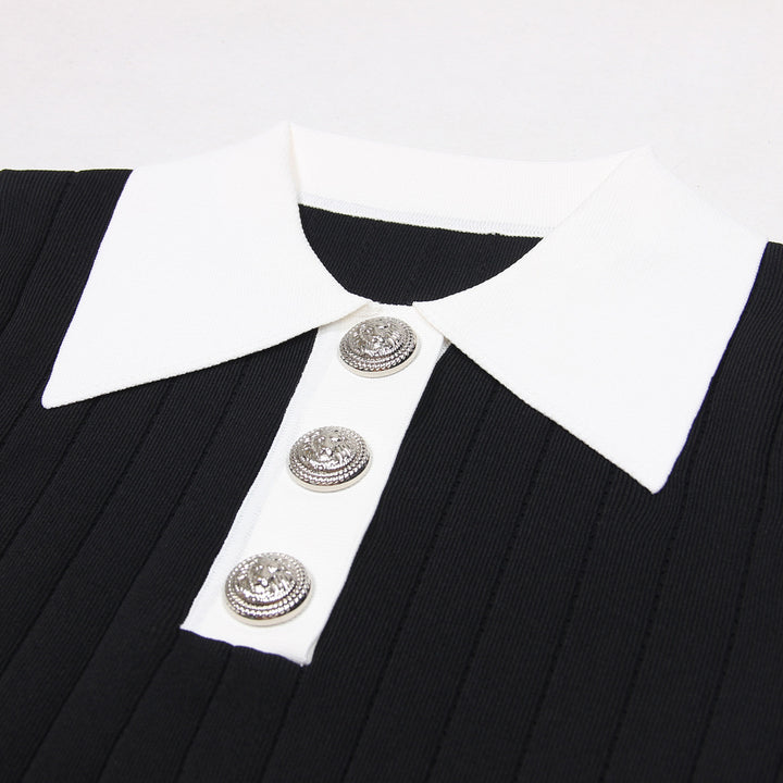 New fashionable and high-quality knitted collar slim fit short sleeved dress