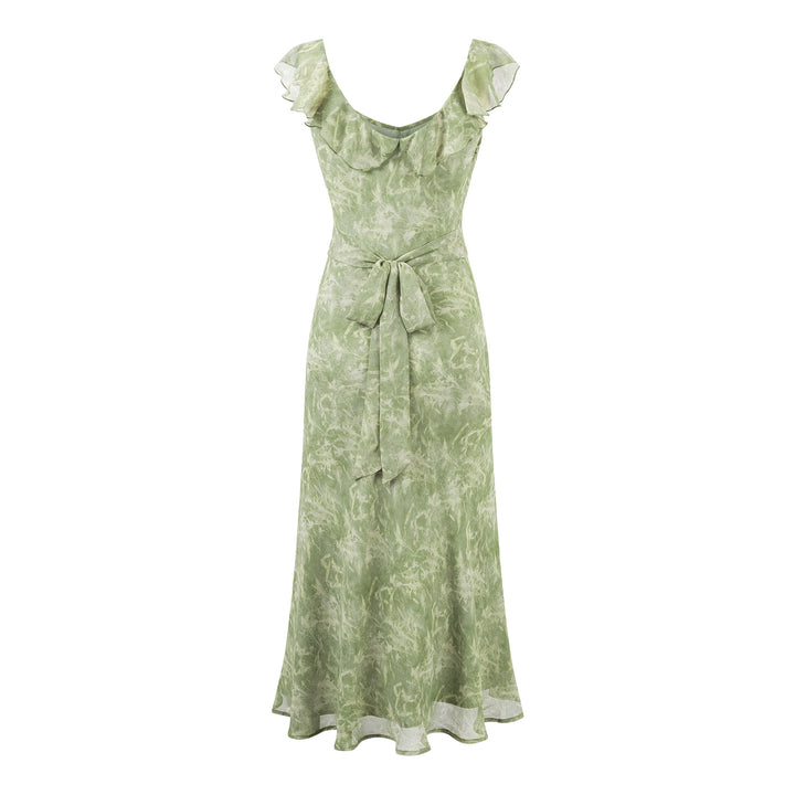 Fresh Ruffle Hem Floral Flutter Sleeve Dress