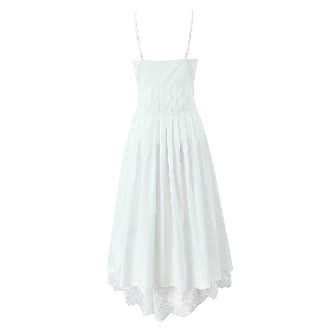 Splicing lace shirt with camisole dress