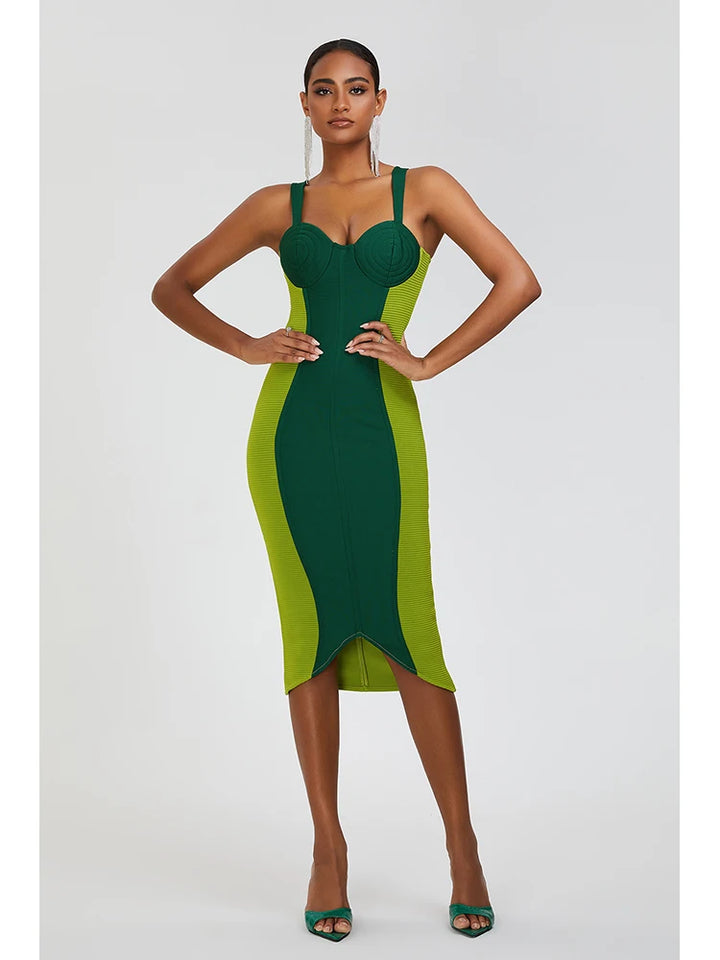 Green bandage dress sexy runway dress buttocks wrapped skirt