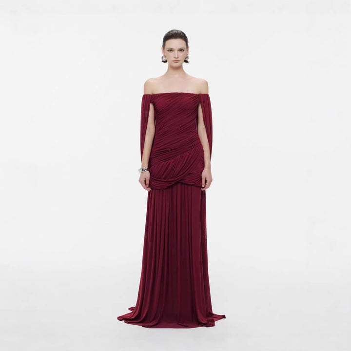 Knitted one shoulder mesh dress