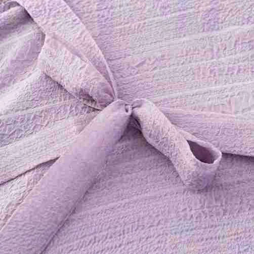 V-Neck Bubble Sleeve Purple Dress Vacation Long Dress for Women