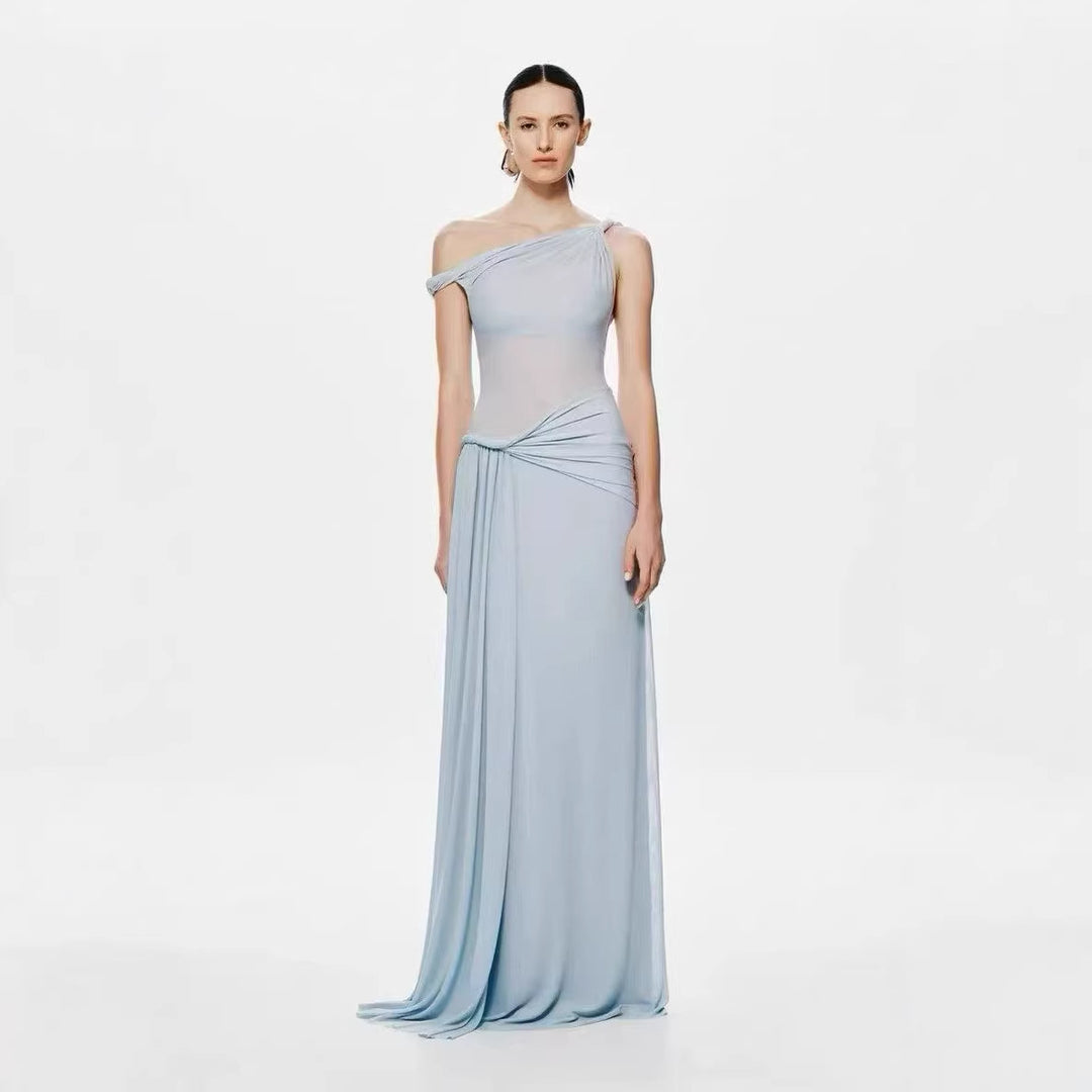Twisted ribbon slim fit hip hugging knitted dress long skirt