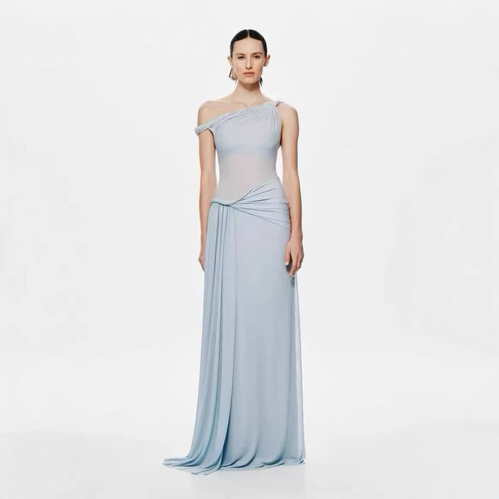 Twisted ribbon slim fit hip hugging knitted dress long skirt