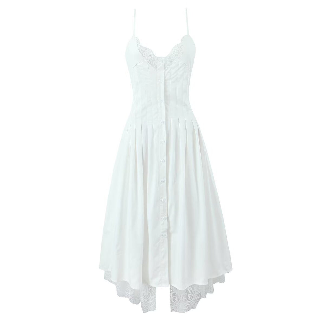 Splicing lace camisole jumpsuit long skirt