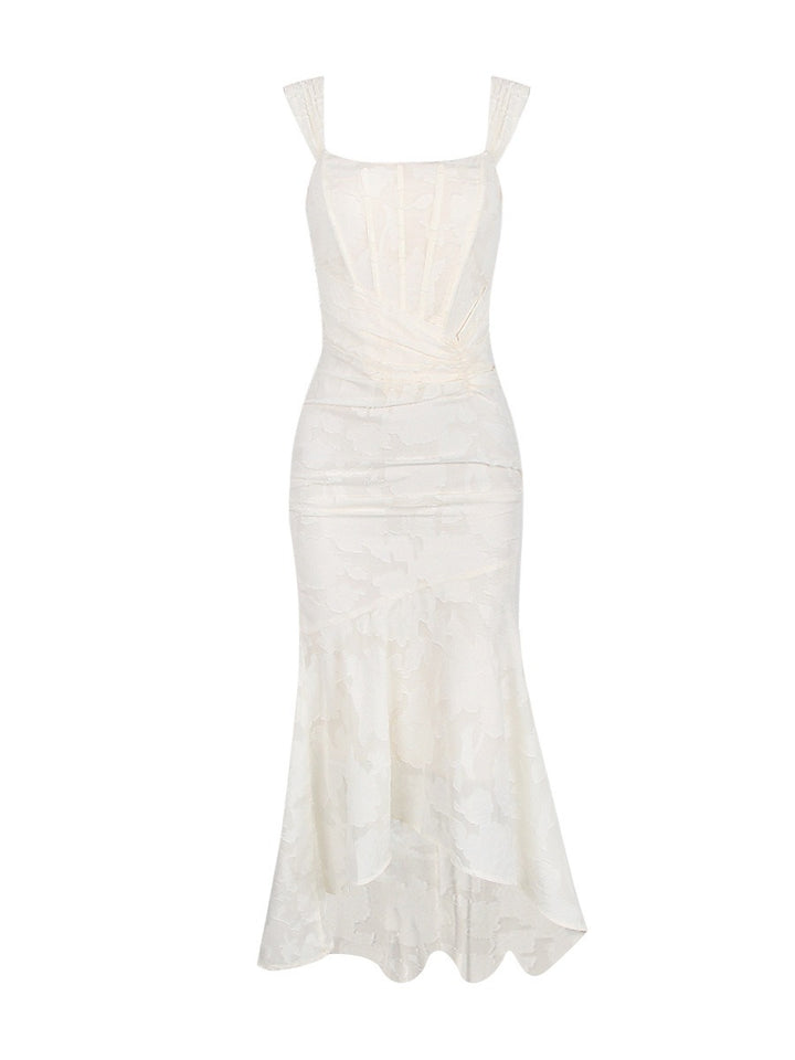 Lace fishbone suspender dress, slim fit, buttocks wrapped, fishtail dress, French dress, female