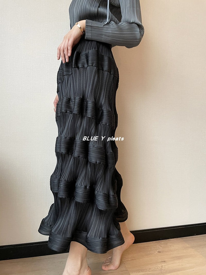 Pear-Shaped Body Skirt Summer Temperament All-Match New Pleated High Waist Mid-Length Pleated Skirt
