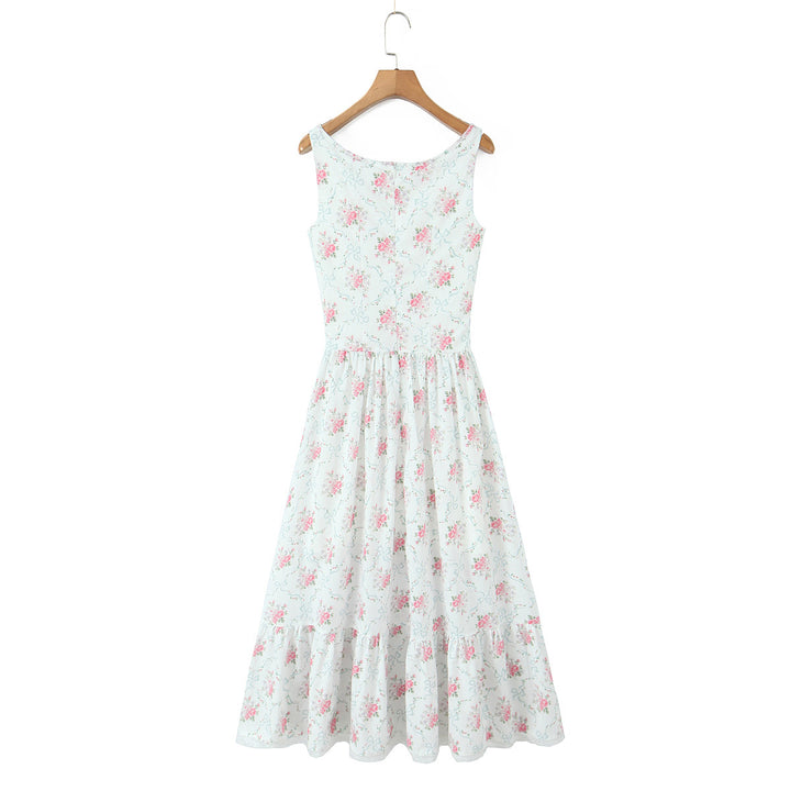 Rose floral bow mid length dress
