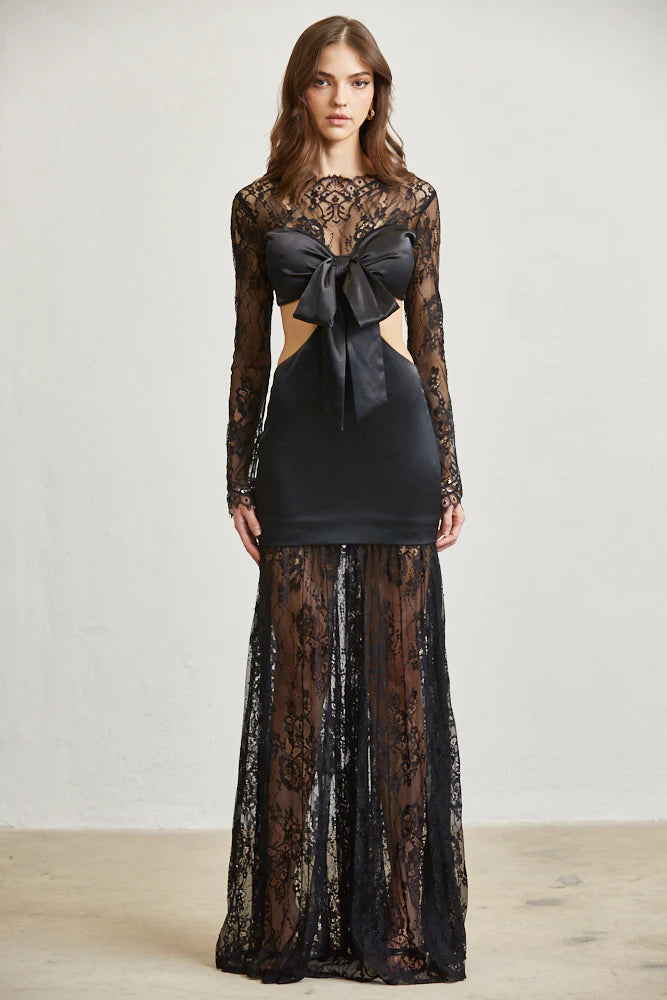 Satin & Lace Cutout Maxi