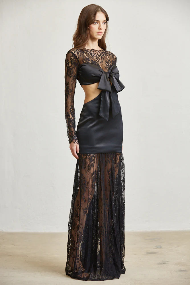 Satin & Lace Cutout Maxi