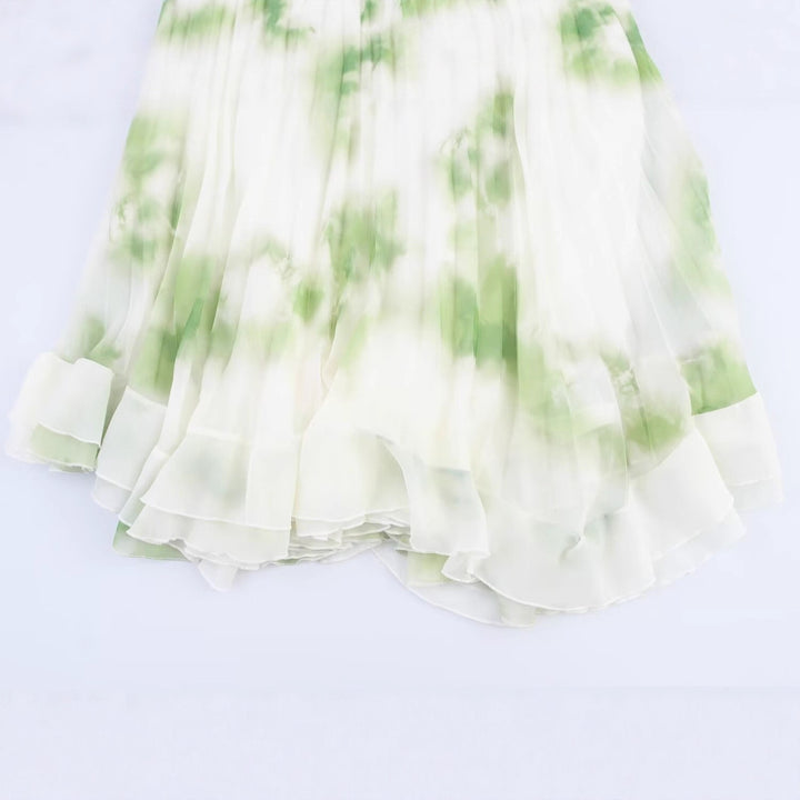 High waist slimming A-line half skirt pleated long skirt for women