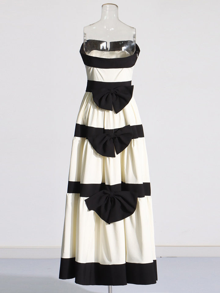 French elegant style large hem strapless skirt