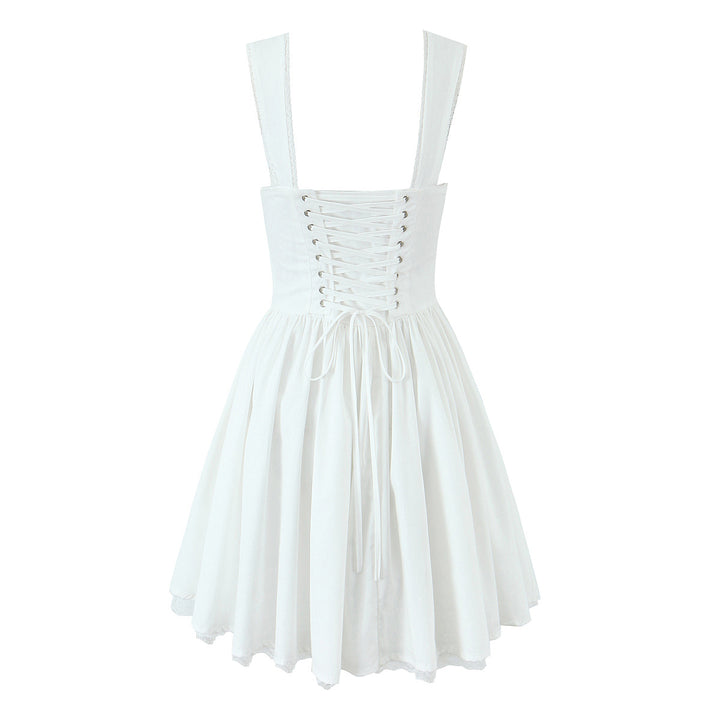 Lace lace strapless lace up dress for women