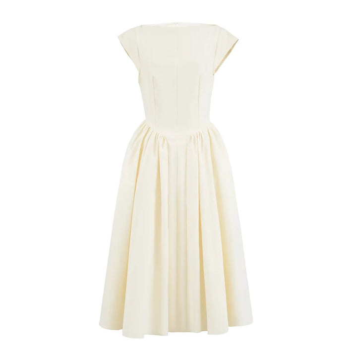 Sleeveless backless mid length dress slim fit mesh solid color dress