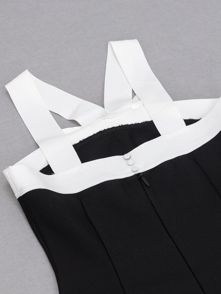 PB Summer New Sexy Black White Combo Bow Elegant Celebrity Club Party Bodycon Bandage Dress