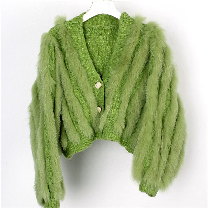 Winter New Fox Car Strip Sweater Women&