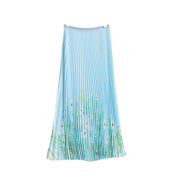 2 Pieces Set Designer Long Sleeves Thin Tops High Waist Fold Skirts Female Clothing