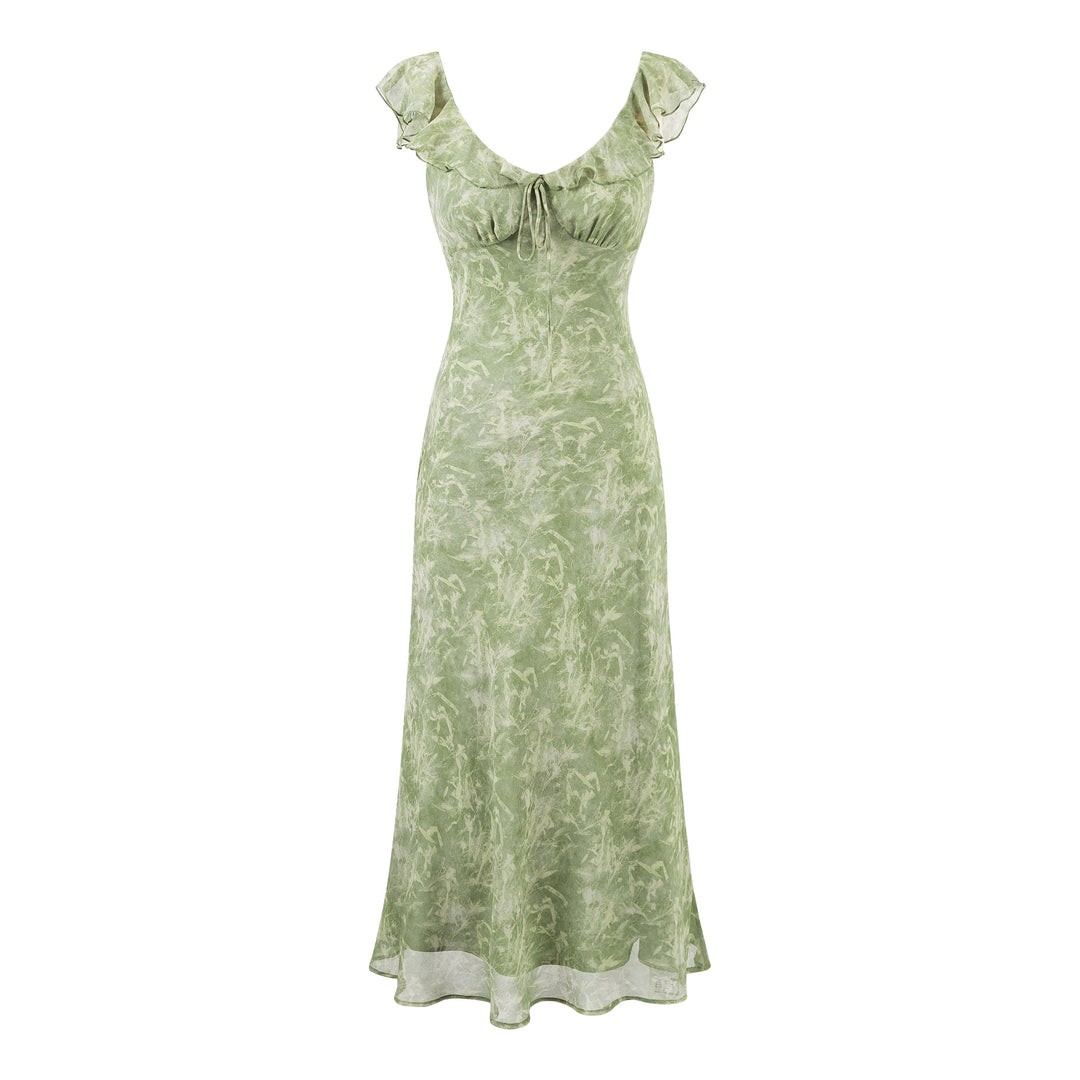 Fresh Ruffle Hem Floral Flutter Sleeve Dress