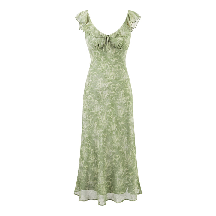 Fresh Ruffle Hem Floral Flutter Sleeve Dress