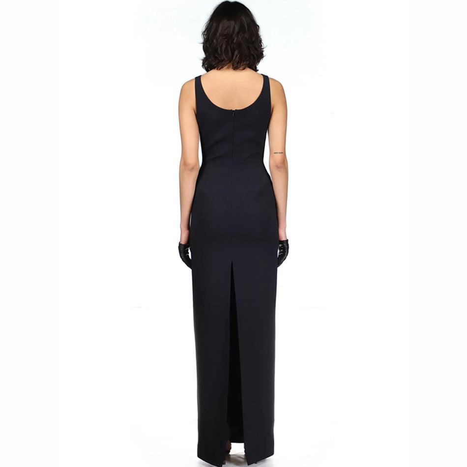 Womens Black Sleeveless Sling Design Diamond Party Club Bandage Dress