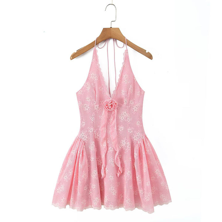 Embroidered Floral Fitted Bodycon Strapless Dress for Women