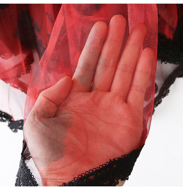 Lace cake-style tulle skirt with tie-dye print, super fairy-like skirt, irregular mesh midi skirt