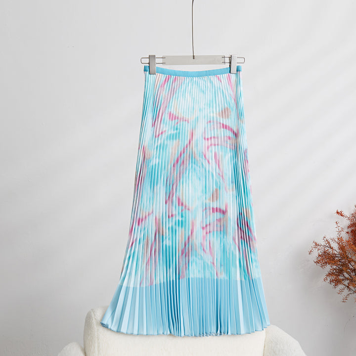 Fashion Print Pleated 2 Pieces Set Women&