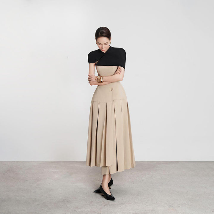 The Marceline Cinched Cape Gown