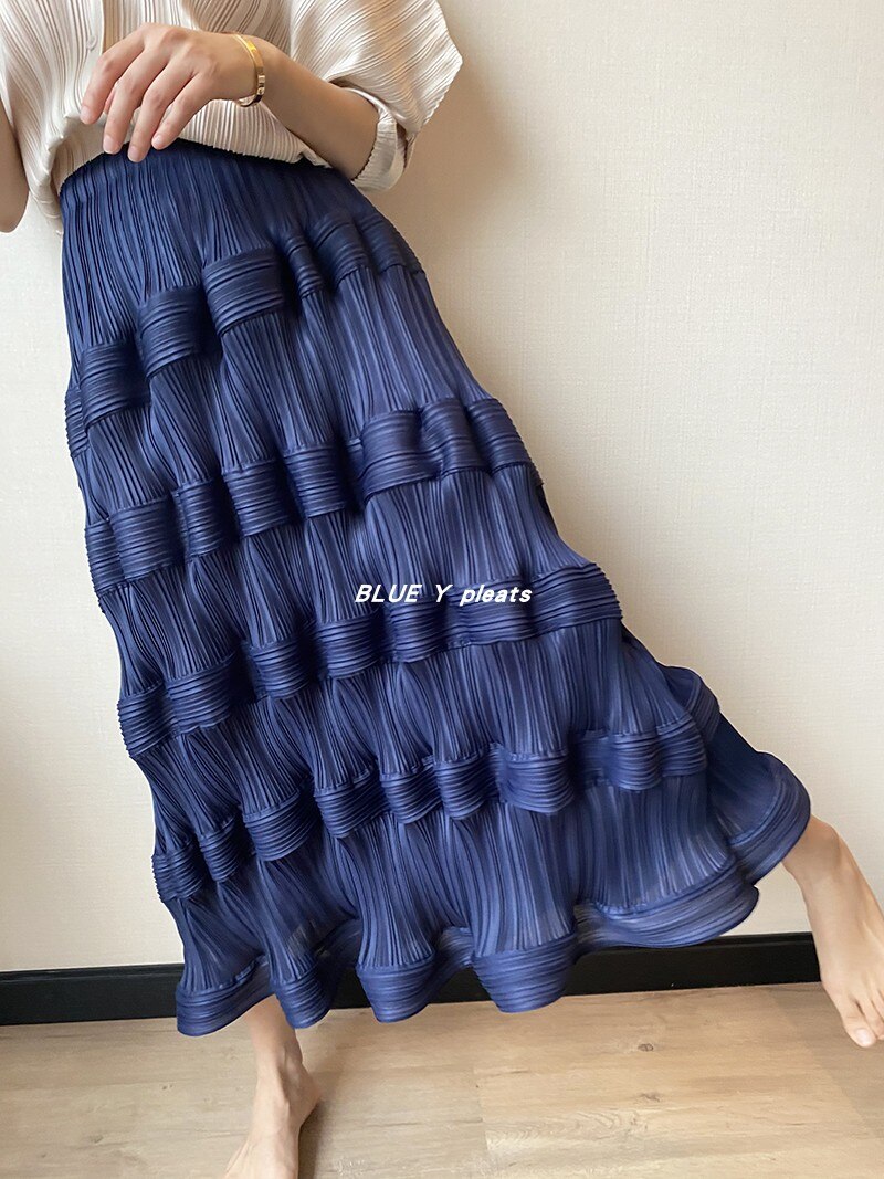 Pear-Shaped Body Skirt Summer Temperament All-Match New Pleated High Waist Mid-Length Pleated Skirt