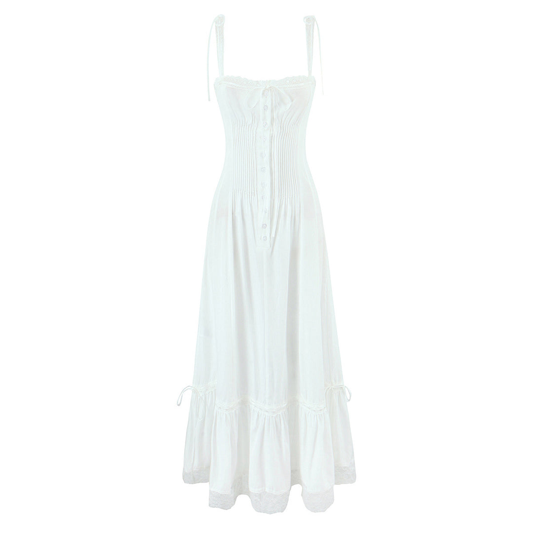 Lace patchwork slim fit backless camisole dress
