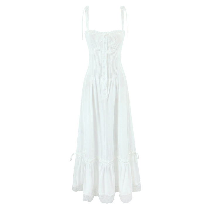 Lace patchwork slim fit backless camisole dress