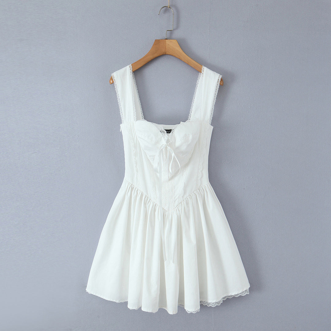 Lace Trimmed Fitted Elegant Strapless Dress