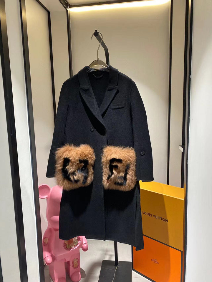 Solid Minimalist Woolen Coat For Women Long Sleeve Lapel Pocket Design Double Breatsed Causal Loose Coats Female