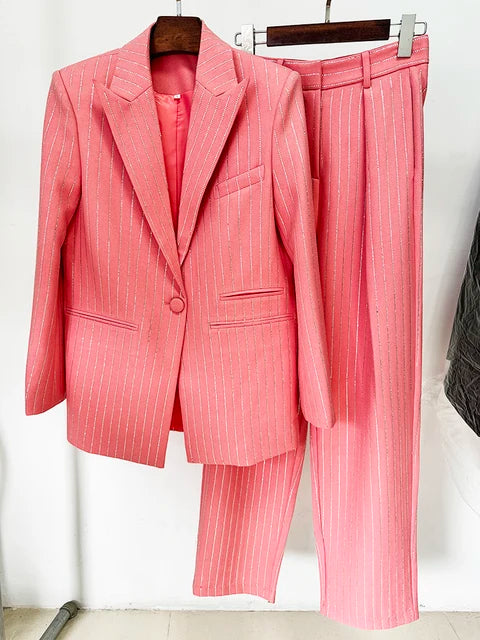 Hot diamond suit jacket and pants set two-piece setp