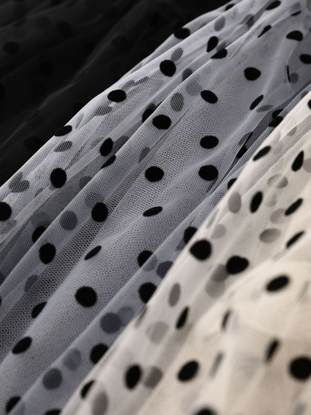Mesh half skirt, heavy industry flocking polka dot skirt, oversized umbrella skirt, A-line skirt, fluffy gauze skirt