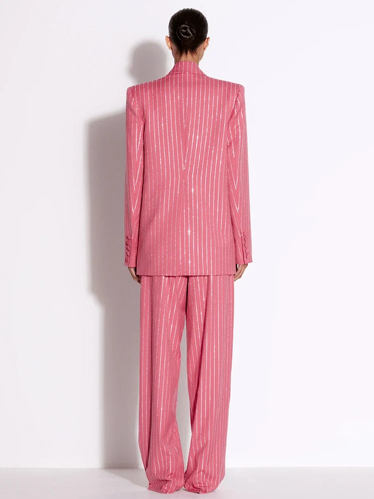 Hot diamond suit jacket and pants set two-piece setp