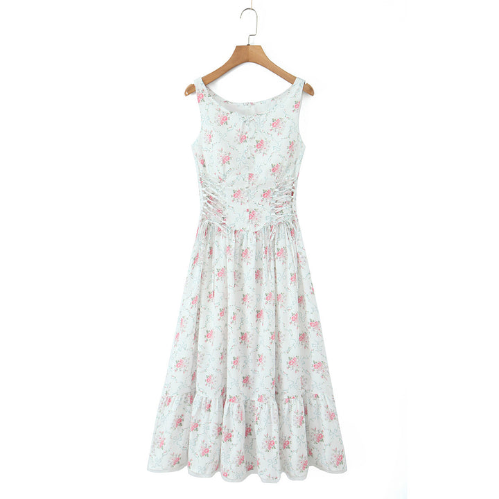Rose floral bow mid length dress