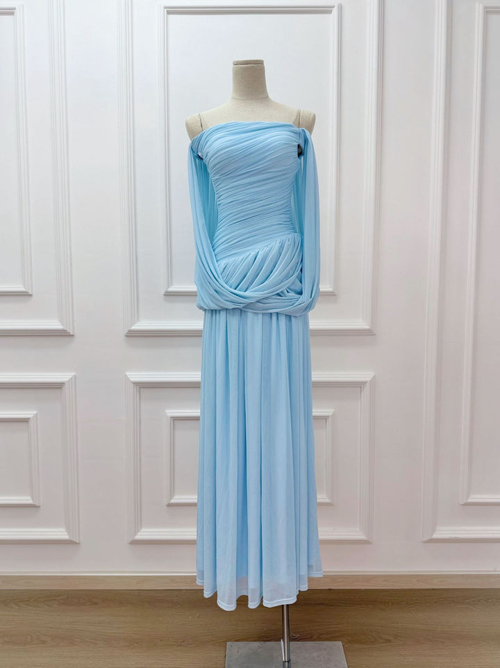 Knitted one shoulder mesh dress