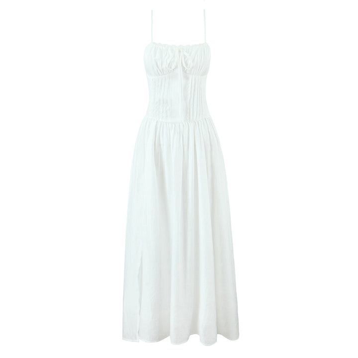 Lace edge slit camisole dress