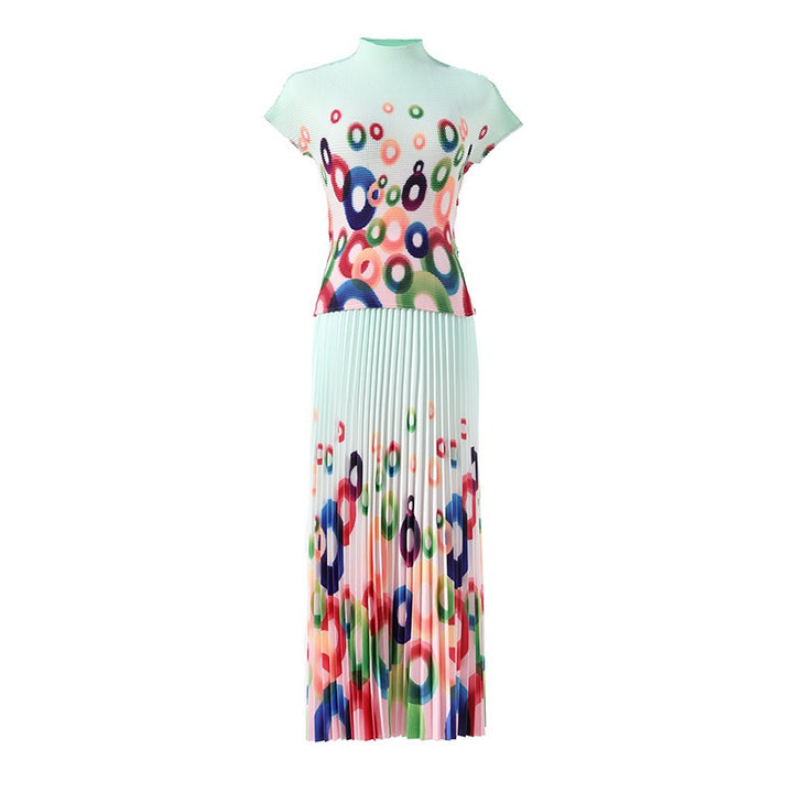 Printed pleated suit for women&