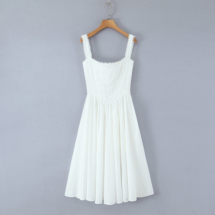 Lace back strap camisole dress