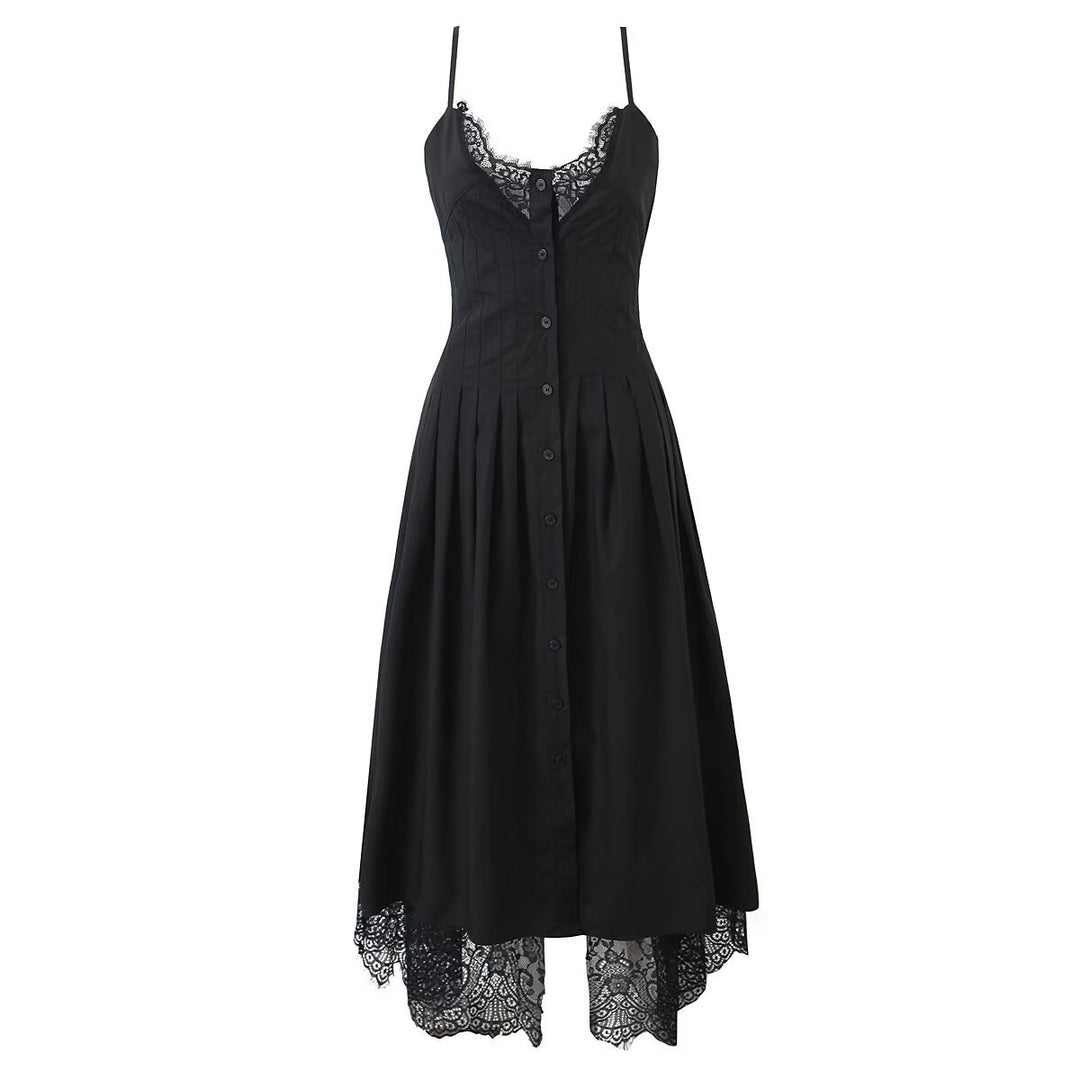 Splicing lace camisole jumpsuit long skirt