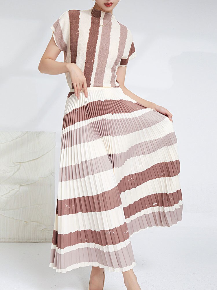 Elegant Pleated 2 Pieces Set Women&