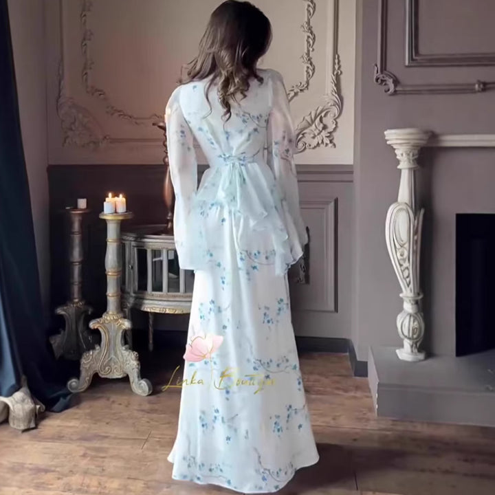 Slim fit long sleeved long skirt, autumn elegant temperament dress, retro style