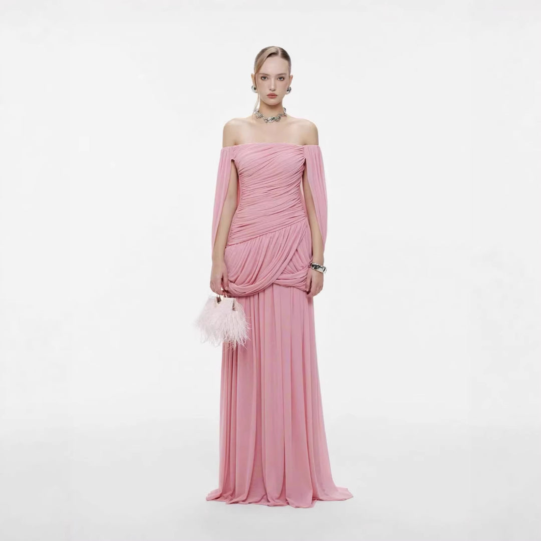 Knitted one shoulder mesh dress