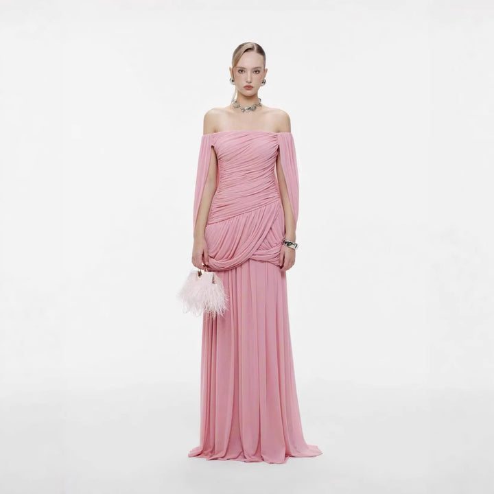 Knitted one shoulder mesh dress